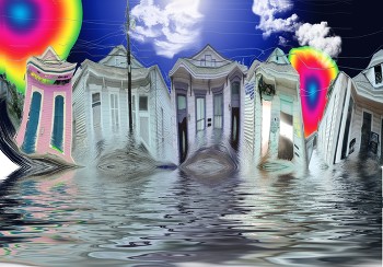 **Hope after the flood* / Generated at the time of Katrina Hurricane. Blue sky with a colorful background.