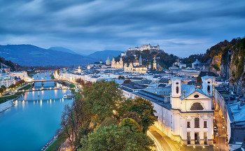 Salzburg / Salzburg; Festung; Festung Hohen Salzburg; Salzach; Altstadt; Kirchen; Stadt; Fluß; Österreich