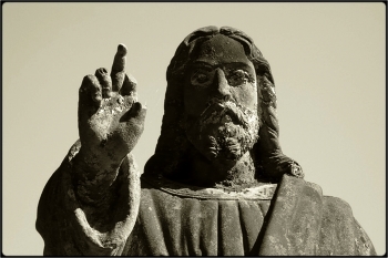 those who take up the sword / jesus with broken fingers - statue
