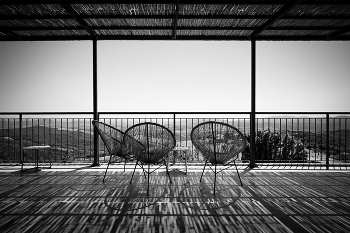 View of the Maremma - Tuscany / Terrace overlooking the Maremma countryside. Light and shadow pattern.