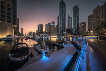 Boats in Marina At Sunset / ***