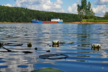 On the river. / ***