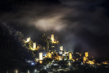 Mestia Towers In Autumn Nigh / ***