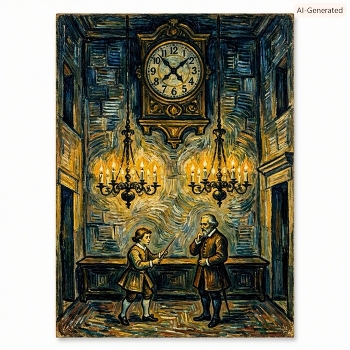 Mozart is playing / Music held great importance in the royal court. Everyone listened attentively in complete silence, with their hands resting under their chins, fully focused on the performance.