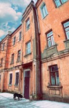 right sabachku gryzshuyu kostachku near Crooked House / .......