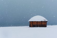 Bungalows in the winter / Batumi beach in winter