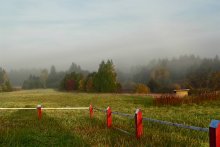 Landscape with red columns / ***