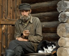 Village portrait with a cat Stepan / ***