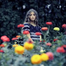 A girl in a flower garden. # 2 / girl in a flower garden