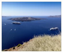 The blue sea ... white boat .... / ...............................