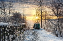 Winter landscape with a well / ***