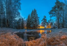 Small pond at dusk. / ***