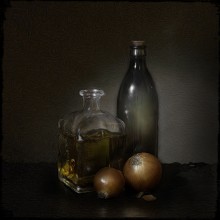 two bottles and onions / ***