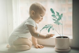 Child, pot and flower / ***