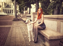 Photo of girl with dog / ***