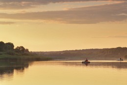 On a fishing trip in gold sunset / ***