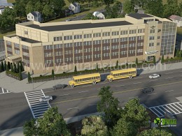 3d rendering exterior Academy of Education / ***