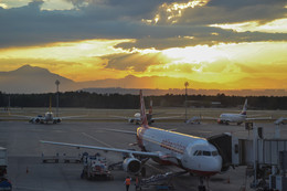 Departure at sunset. / ***