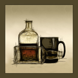 2 bottle and mug / digital art