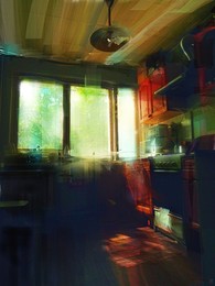 noon in the kitchen / canon 7d + corel painter