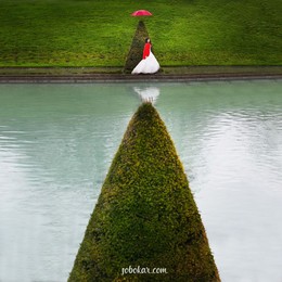 Bride and red umbrella / ***