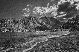 On the shore. / ***