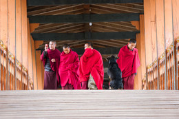 &nbsp; / Auf der Brücke vor Punakha Dzong, Bhutan.