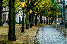 Street in Leiden / Empty street in Leiden, The Netherlands
