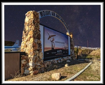 Space Port / Composite of two of my images. The entry sign to the Mojave Air and Space Port and one of the Milky Way.