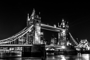 Tower Bridge / Long exposure black and white night shot of London's Tower Bridge.