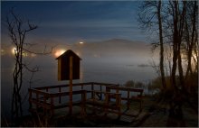 Fog on the lake Prestvannet / Norway