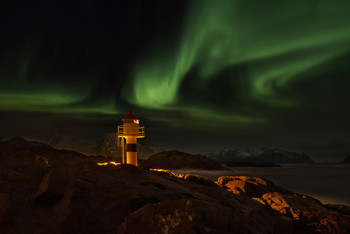 Nordlichter / Aufgenommen am Leuchtturm auf den Lofoten