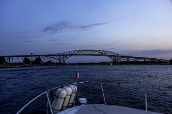 The Bridges at Dusk / The bridges at dusk from a boat on the river