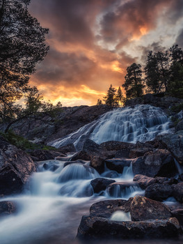 waterfall / beautiful waterfall in a beautiful sunset :)