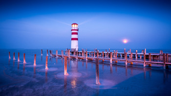 Cold lighthouse / Moonset at lighthouse. -16°C and cold wind. It was really cold morning but it was worth it. :)