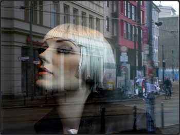 la belle de jour / mannequin headshot - all natural reflections from street