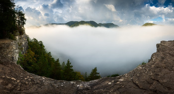 Beautiful moment / I stayed on that beautiful place around 1 hour in the fog just for this incredible moment when the fog disappeared for a few second, so i was able to take a one panorama shot.