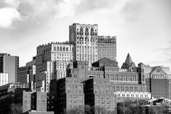 Manhattan / New York City, view on Brooklyn from East River, February 2020