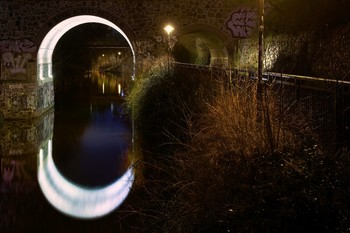 Sleeping Waters / King Albert Bridge in Leipzig-Plagwitz near midnight