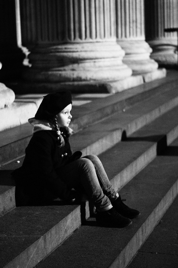 On the steps of St Paul's Cathedral