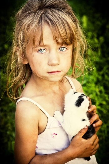 Girl and Kitten