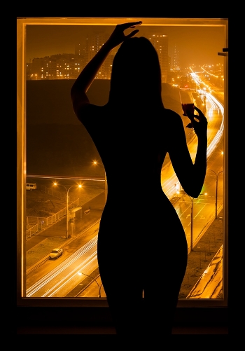 Night. Street. Lights. Girl