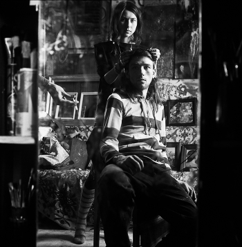 Grisha (portrait with "horns" and Anya)