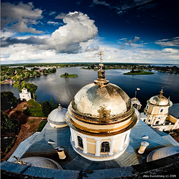 From a high bell tower