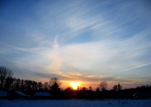 first spring sunset