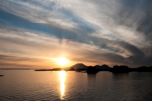 sunset over the volcano