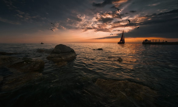 Leaving only the sunset and the sea, and an entire universe around