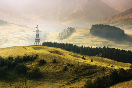 Landscape with power lines