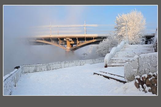 Embankment of Yenisei in December