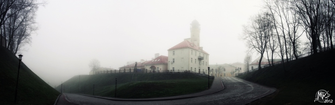 The town in fog